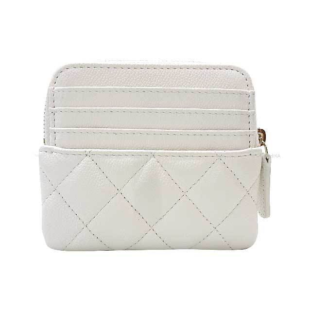 CHANEL シャネル カードケース マトラッセ ココマーク コイン 白