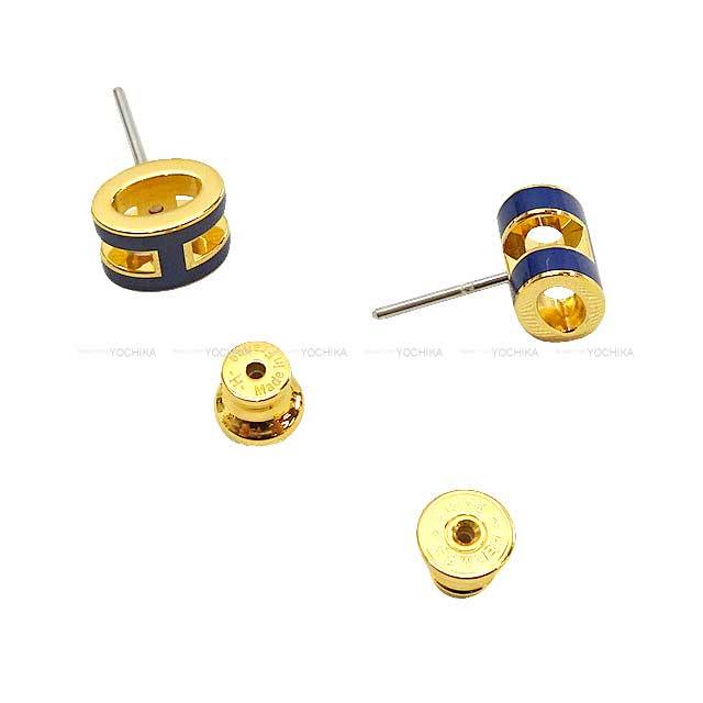 HERMES エルメス ピアス ミニ ポップアッシュ H型 ブルーロイヤル  