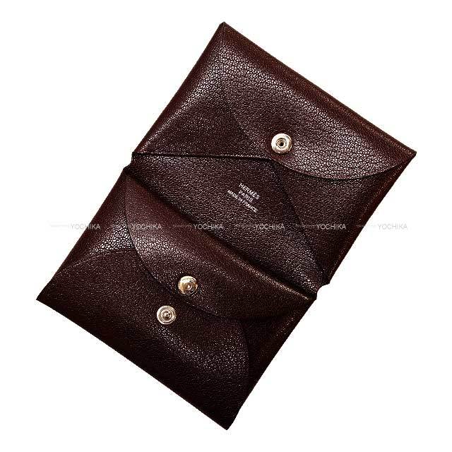 エルメス コインケース カルヴィ デュオ ブラック/シルバー金具  