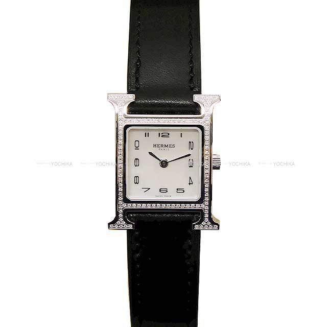 HERMES エルメス 腕時計 Hウォッチ PM 25mm ダイヤベゼル H1.235 黒 