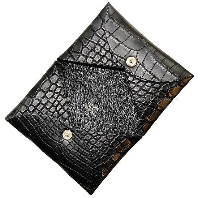 HERMES エルメス カードケース カルヴィ 黒 (ブラック) アリゲーター  