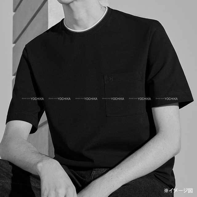 HERMES エルメス 半袖Tシャツ メンズ Hロゴ サドルステッチ ポケット 