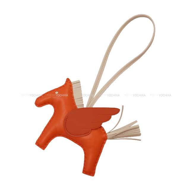 HERMES エルメス バッグチャーム ロデオ MM オレンジポピー/クレ  