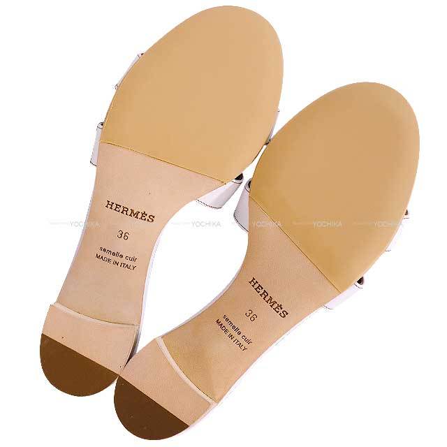 エルメス ミュール ヒール サンダル パンプス Hロゴ 滲み 35.5 茶 IBO36 