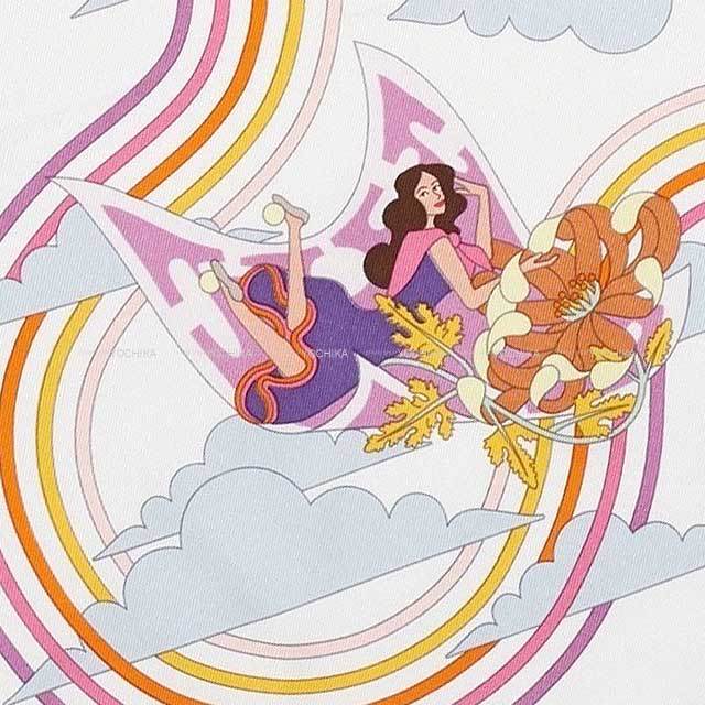 HERMES エルメス スカーフ カレ70 空飛ぶカレ 白 (ホワイト)/マルチ  
