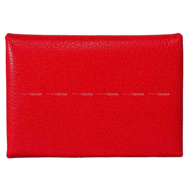 HERMES エルメス カードケース カルヴィ デュオ ルージュドゥ