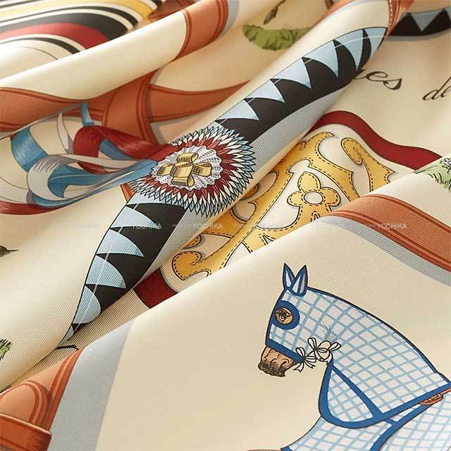 エルメス スカーフ カレウォッシュ90 シルク100% 馬具柄 馬の礼装  