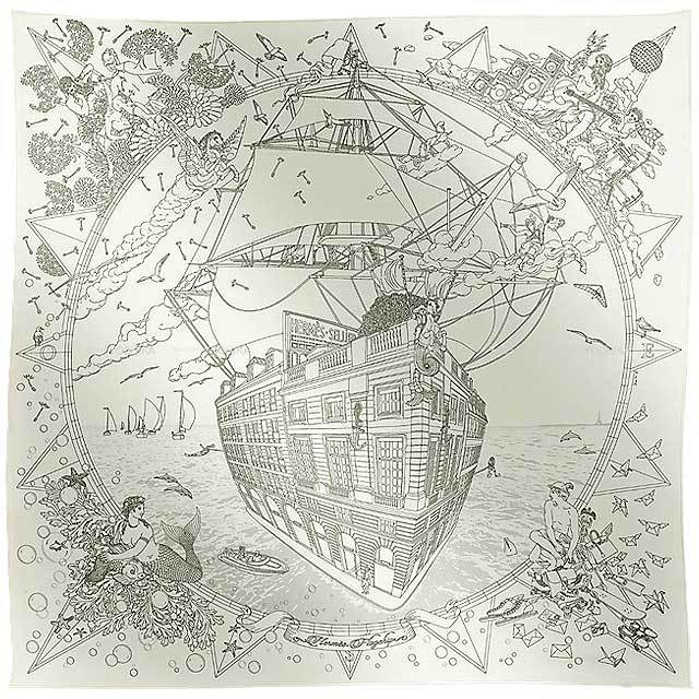 HERMES エルメス スカーフ カレ90 エルメスフラッグシップ 白  