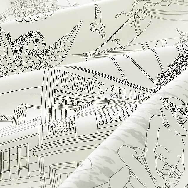 HERMES エルメス スカーフ カレ90 エルメスフラッグシップ 白 