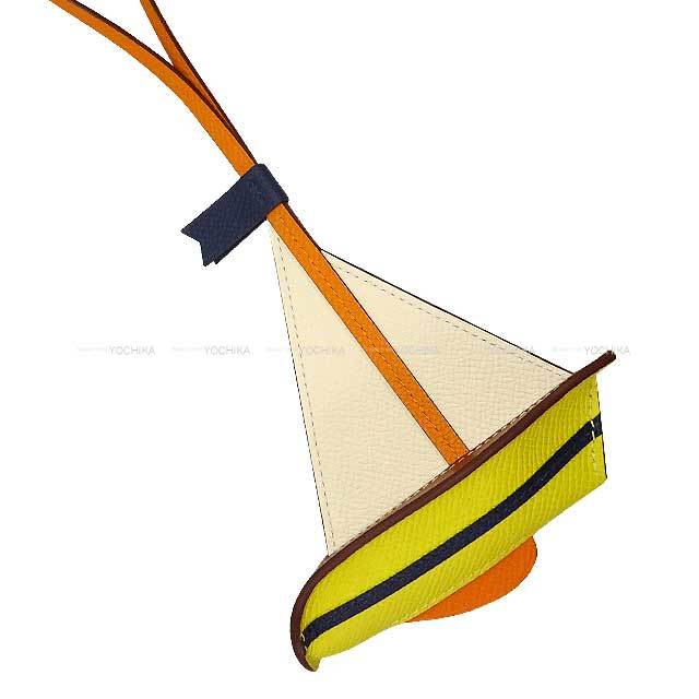 HERMES エルメス バッグチャーム セイル24 ヨット ナタ/ライム/ブルー 