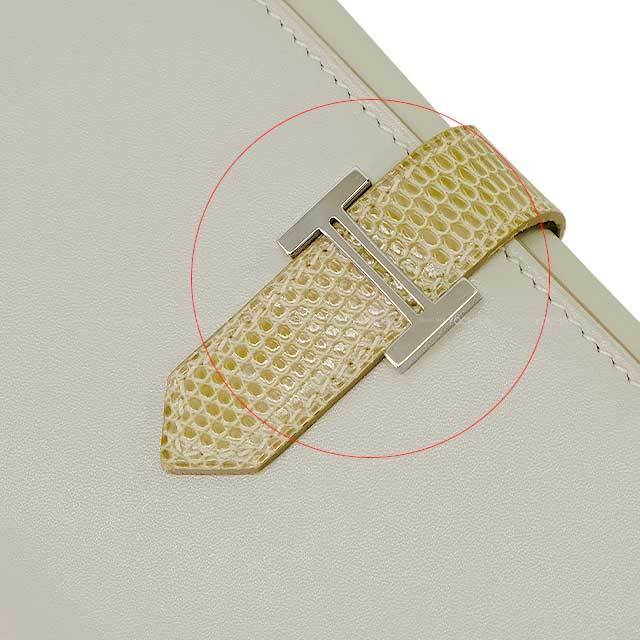 HERMES エルメス 三つ折り財布 ベアン デュプリ グリスパール