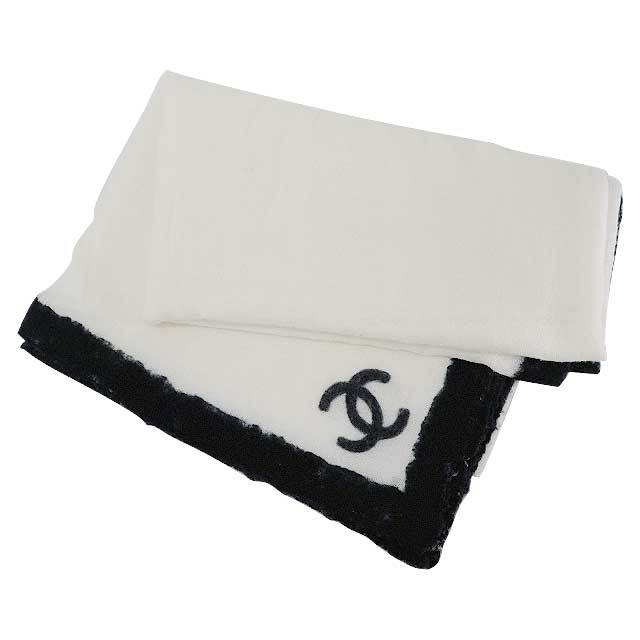 CHANEL シャネル ストール ココマーク 大判 バイカラー 白 (ホワイト 