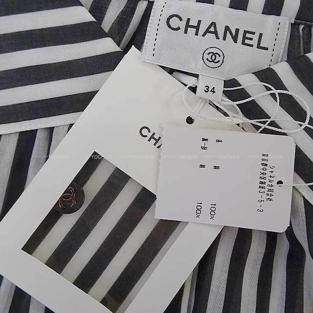 CHANEL シャネル 長袖シャツ レディース プリントコットン ライン
