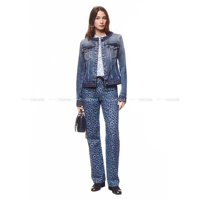 CHANEL シャネル デニムジャケット ココマーク ボタン ノーカラー 