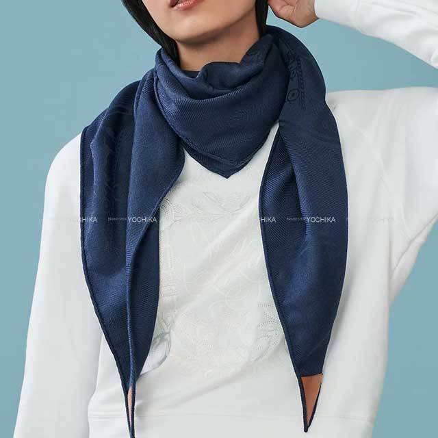 Hermes エルメス スカーフ ネイビー - バンダナ・スカーフ 