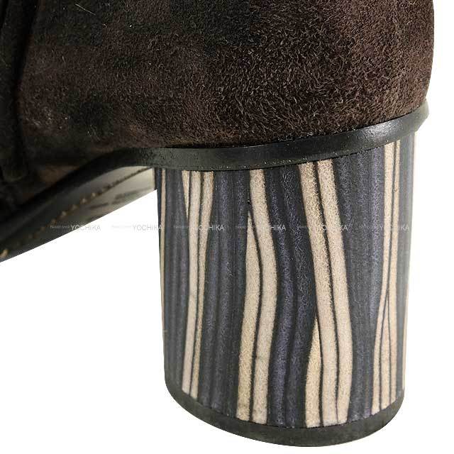 HERMES エルメス ブーツ ショート チャンキーヒール #38 ブラウン