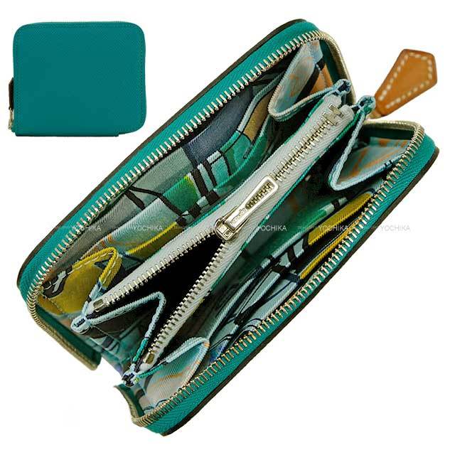 HERMES エルメス 二つ折り財布 アザップシルクイン コンパクト 熱帯の