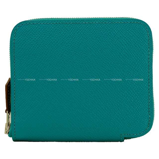 HERMES◇シルクイン/2つ折り財布/PVC/BLU/無地/レディース ブルー（青