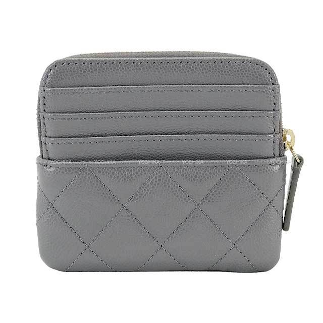 CHANEL シャネル カードケース マトラッセ ココマーク グレー