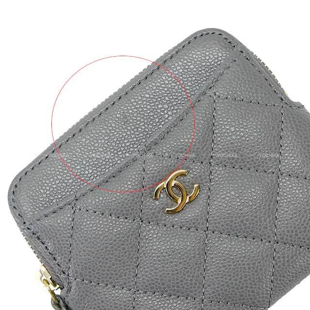 CHANEL シャネル カードケース マトラッセ ココマーク グレー