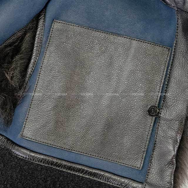 HERMES エルメス ベスト ラム ファー レザー 黒 カシミヤ 65