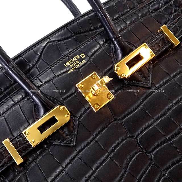 HERMES バーキン 25 黒 ハンドバッグ ゴールド金具 HERMES エルメス ハンドバッグ バーキン25 黒 (ブラック) クロコダイル