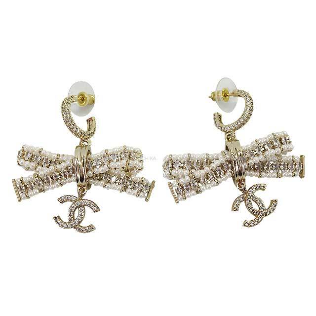 CHANEL シャネル ピアス ラインストーン フープピアス ココマーク 