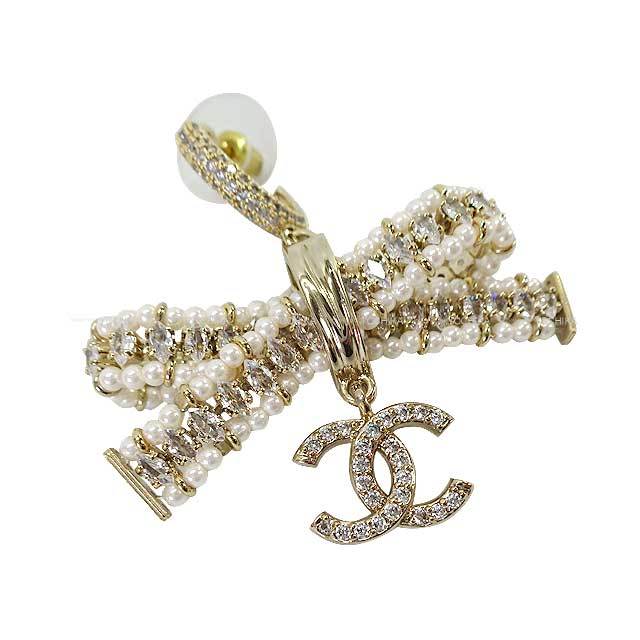 CHANEL シャネル ピアス ラインストーン フープピアス ココマーク 