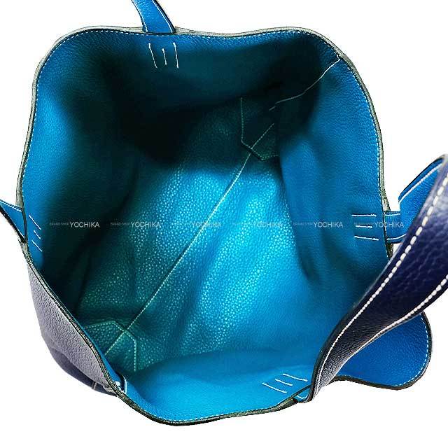 HERMES エルメス トートバッグ ドゥブルセンス45 ブルーサフィール