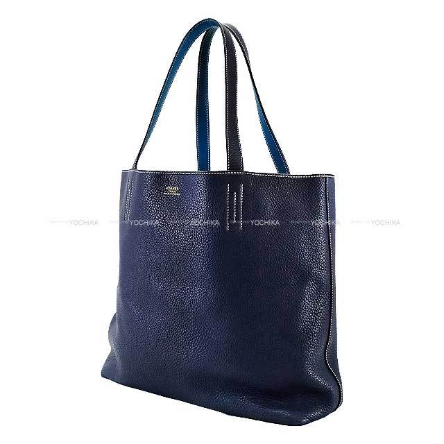 HERMES エルメス トートバッグ ドゥブルセンス45 ブルー