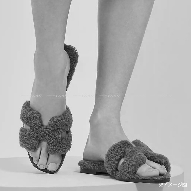 渋谷並木橋店】HERMES エルメス サンダル オラン テディベア ムートン  