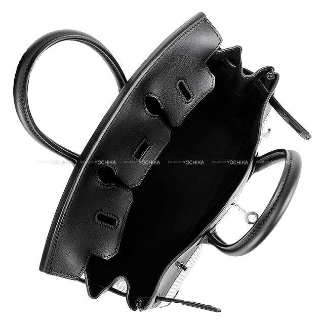 HERMES エルメス ハンドバッグ バーキン25 黒 (ブラック)/白 (ホワイト