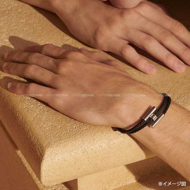 HERMES エルメス ブレスレット トゥルニ トレッセ T3(M) 黒 (ブラック  