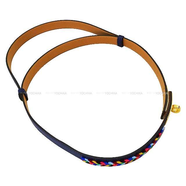 HERMES エルメス ベルト ケリー ヴェルヴェット 18 ブルーサフィール