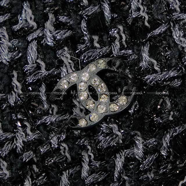 CHANEL ノーカラージャケット 黒白ツイード CHANEL シャネル ノーカラージャケット ツイード フロントジップ