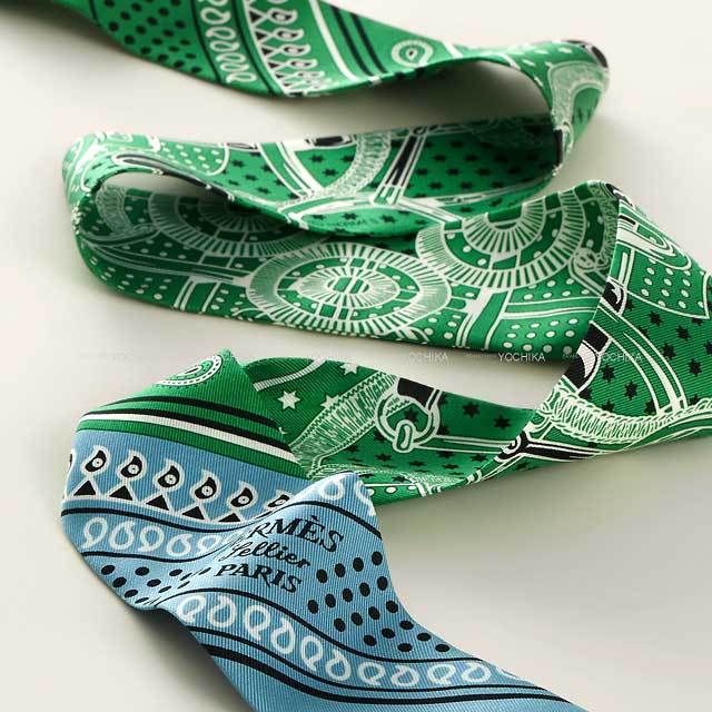 HERMES エルメス スカーフ ツイリー エプロンドール バンダナ ブルー