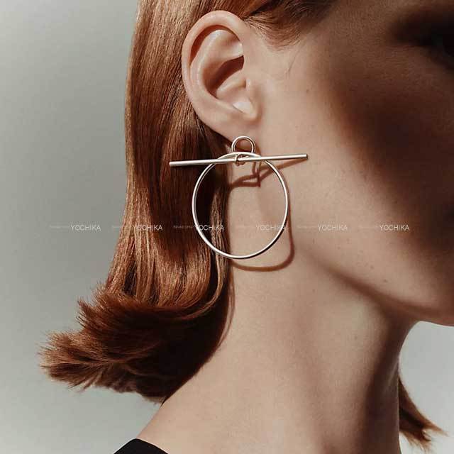 通販サイト一覧 HERMES エルメス ピアス ループ エシャペ MM シルバー シルバー アクセサリー