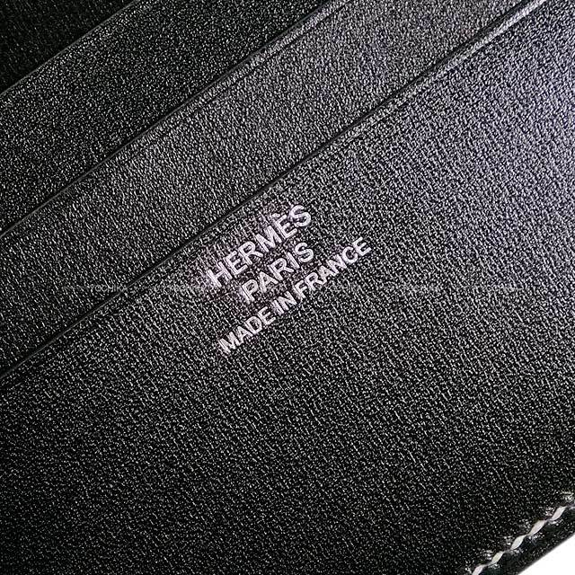 HERMES エルメス 二つ折り財布 Hセリエ コンパクト 黒 (ブラック