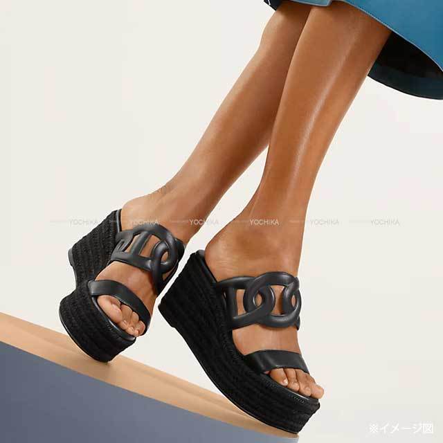 HERMES エルメス サンダル エスパドリーユ イ＃37 黒 (ブラック  