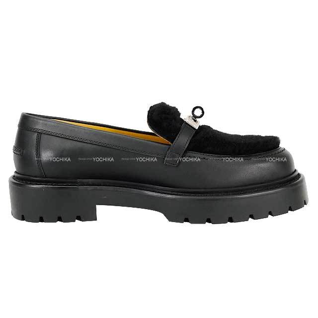 HERMES エルメス モカシン アイコン ケリーベルト ＃38 黒