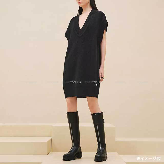 HERMES エルメス ニットワンピース ロング カシミヤ ノースリーブ HERMES - 極美品 エルメス HERMES ニット ワンピース セーター ロング