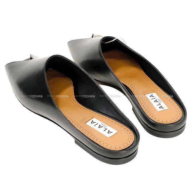 ALAIA アライア ミュール レザー スパイク 黒 (ブラック) カーフ 38