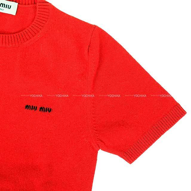miumiu ミウミウ 半袖 ニット miu ミュウミュウ miumiu 24年 コットン セーター ロゴ トップス