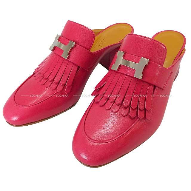 HERMES エルメス ミュール フリンジ サンダル チュイルリー #37 ローズ  