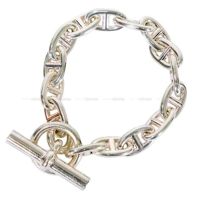 中古】エルメス シェーヌダンクルMM 効き ブレスレット 15コマ 925 