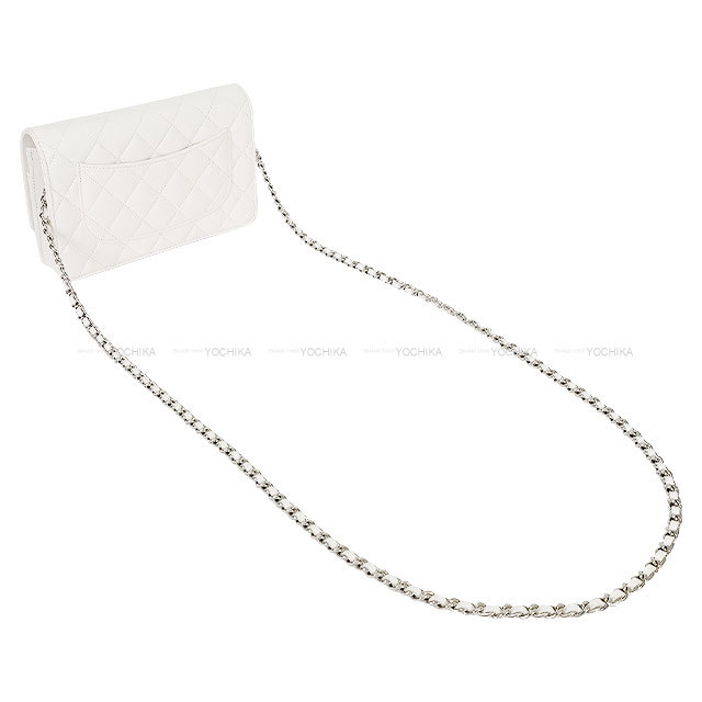 CHANEL シャネル ポーチ チェーンウォレット ホワイト CCロゴ チェーン ウォレット - スモール レザー グッズ | CHANEL