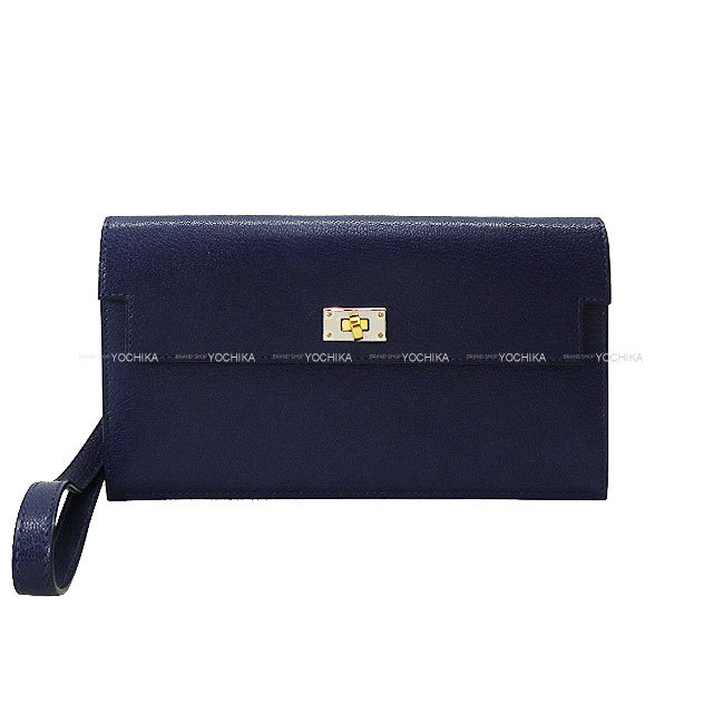HERMES エルメス 長財布 ケリーポケット ストラップ付 クラッチバッグ 