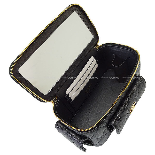 【鏡付き】CHANEL バニティバッグ ブラック ショルダー チェーン CHANEL シャネル ショルダーバッグ バニティバッグ チェーン