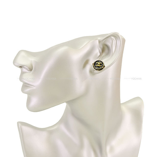 渋谷並木橋店】CHANEL シャネル ピアス ラウンド ココマーク 黒  