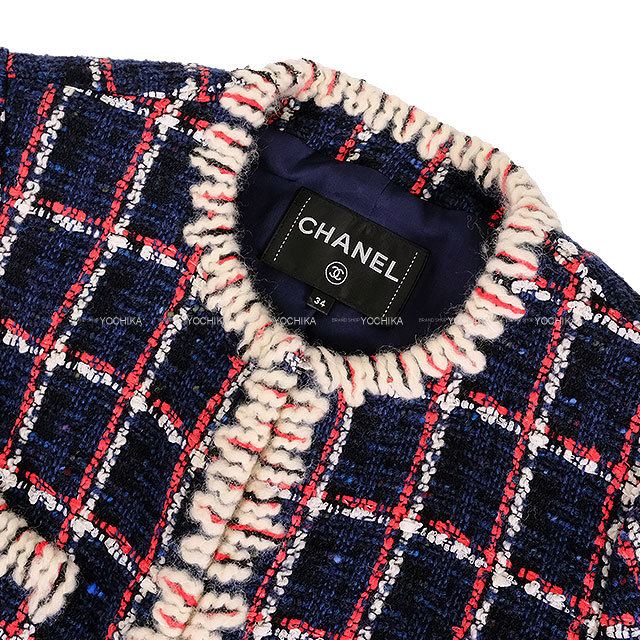 CHANEL シャネル ノーカラージャケット チェーン ココボタン ツイード 